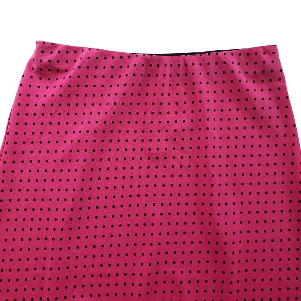 Sanctuary M Pink with Black Dots Bias Cut Polyester Crepe Midi Skirt Pull On NWT - Picture 3 of 8